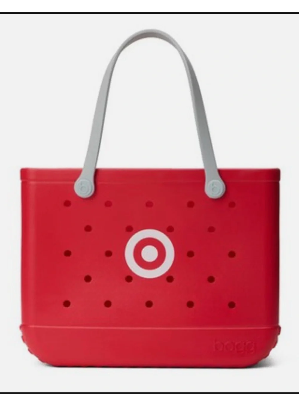 Target Red Tote with Gray Handles and Perforated Body